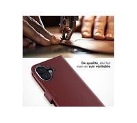 Selencia Étui portefeuille en cuir véritable pour Apple iPhone 16 - Burgundy