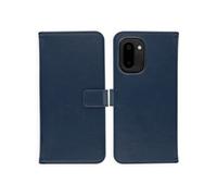 Selencia Selencia Étui portefeuille en cuir véritable OnePlus 15R Bleu foncé Bleu