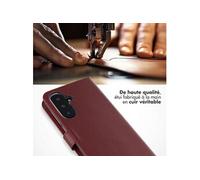 Selencia Étui portefeuille en cuir véritable pour Samsung Galaxy A36 / A56 - Burgundy