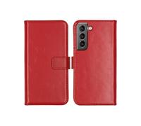Etui portefeuille en cuir véritable pour Samsung Galaxy S22 - Rouge