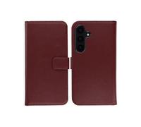 Selencia Selencia Étui portefeuille en cuir véritable pour Samsung Galaxy S25 Burgundy Rouge foncé