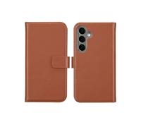 Selencia Étui portefeuille en cuir véritable pour Samsung Galaxy S25 Plus - Marron clair