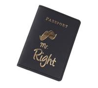 Étui portefeuille en polyuréthane pour passeports Mr. Mrs. Étui de protection pour carnet de voyage, cadeau de fête prénuptiale, Noir , Beauté de masse