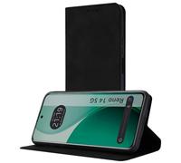 Étui portefeuille en similicuir avec porte-cartes pour OPPO Reno 14 5G Couleur noire