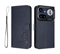Étui portefeuille en similicuir PU avec blocage RFID pour Nothing Phone 4A en relief avec porte-cartes dragonne, béquille et fermeture magnétique, bleu