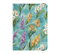 Étui portefeuille étanche pour passeport et carte de vaccin Motif fleurs de lys et de vaccins Jaune/violet