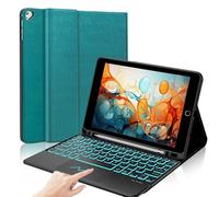 Étui portefeuille fin avec clavier 10,2", clavier Bluetooth amovible avec pavé tactile intelligent, rétroéclairage 7 couleurs, étui folio fin avec porte-crayon pour iPad 8e/7e génération/iPad Air 3e