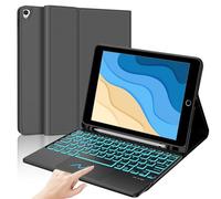 Étui portefeuille fin avec clavier 10,2", clavier sans fil amovible avec pavé tactile intelligent, rétroéclairage 7 couleurs, étui folio fin avec porte-crayon pour iPad 8e/7e génération/iPad Air 3e