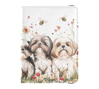 Étui portefeuille imperméable en cuir blanc avec motif chiens Shih Tzu pour homme