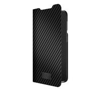 Etui Portefeuille Material Flex Carbon pour Samsung Galaxy S22 5G, Noir