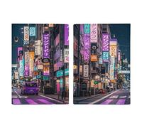Étui portefeuille minimaliste en cuir pour passeport Tokyo Streets - Violet