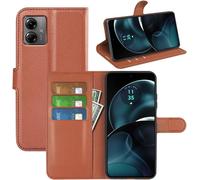 Étui Portefeuille Motorola Moto G14 - Coque Simili Cuir Pu, Rabat Magnétique, Porte-Cartes Et Béquille, Marron