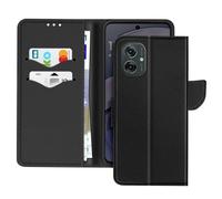 Étui pour Motorola Moto G55 Portefeuille Cuir Saffiano Fancy Noir