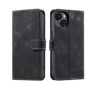 Étui portefeuille - NOBRAND - iPhone 14 Plus 6.7"" - Noir texture givrée - Aimanté - Fente cartes et support