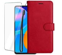Étui portefeuille - NOBRAND - Samsung Galaxy A13 4G - Verre trempé inclus - PU cuir rabat aimanté - Rouge