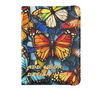 Étui portefeuille personnalisé en cuir pour passeport - Motif papillons - Style cirque - Joli carnet de passeport - Léger - Style cirque, Beauté papillons style cirque