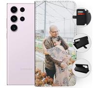 Étui portefeuille personnalisé pour Samsung Galaxy S23 Ultra | Créez votre propre étui portefeuille personnalisé Samsung - Cadeau photo parfait pour anniversaire/Noël/ajouter des photos, une marque ou