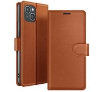 Étui Portefeuille pour Apple iPhone 15 Plus Support et Languette Marron