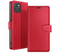 Etui Portefeuille pour iPhone 15 Plus Support et Languette Zanaé Rouge
