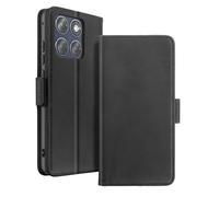 Étui Portefeuille pour Motorola Edge 70 Fusion à Effet Patiné avec Support Noir