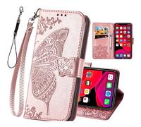 Étui portefeuille pour femme en cuir PU à motif papillon en relief