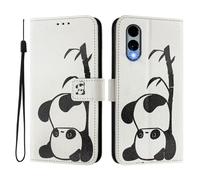 Étui portefeuille pour Fujitsu Arrows We2 / F-52E, 3 emplacements pour cartes, 1 fente pour espèces, cuir synthétique à rabat avec béquille, boucle magnétique, anti-choc, compatible sans fil (panda