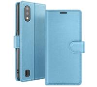 Etui Portefeuille pour Galaxy A01 avec Fonction Support et Languette Magnétique Zanaé Bleu clair