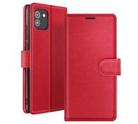 Étui Portefeuille pour Galaxy A03 avec Fonction Support et Languette Magnétique Rouge