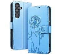 Zanaé Étui Portefeuille Galaxy A05s – Premium design fleurs et papillon – Bleu clair