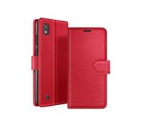 Étui Portefeuille pour Galaxy A10 avec Fonction Support et Languette Magnétique Rouge