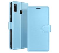 Étui Portefeuille pour Galaxy A20e avec Fonction Support et Languette Magnétique Bleu clair