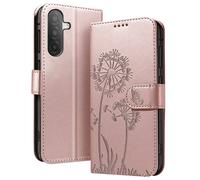 Étui Portefeuille pour Galaxy A26 Premium Design Fleurs Papillon Rose champagne
