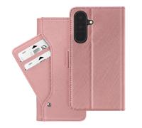 Étui Portefeuille pour Galaxy A27 avec Miroir et Porte-cartes Amovible Rose