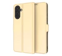 Étui portefeuille pour Galaxy A27 Effet Cuir Mat avec Support Vidéo Dorée