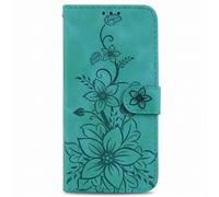 Etui portefeuille pour Galaxy A27 Motif Fleur de Lys avec Fonction Support Vert