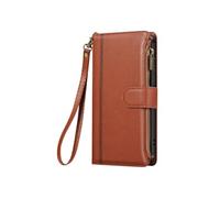 Etui Portefeuille pour Galaxy A56 à Zip avec Bandoulière Détachable Marron