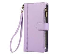 Etui Portefeuille pour Galaxy A56 Zippé avec Bandoulière Amovible Lavande