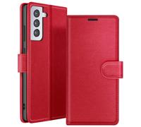 Étui Portefeuille pour Galaxy S21 avec Fonction Support et Languette Magnétique Zanaé Rouge