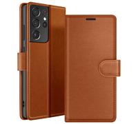 Zanaé Étui portefeuille Galaxy S21 Ultra 5G avec support et languette magnétique marron