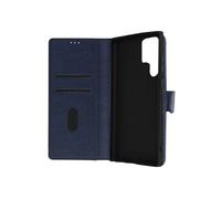 Etui Portefeuille pour Galaxy S22 Ultra Chesterfield Grainé Fonction Stand Bleu nuit