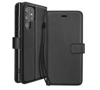 Etui Portefeuille pour Galaxy S23 Ultra avec Dragonne et Support Vidéo Mayaxess Noir