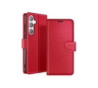 Etui Portefeuille pour Galaxy S24 avec Fonction Support et Languette Magnétique Zanaé Rouge