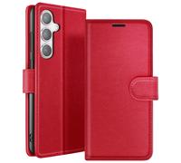 Étui Portefeuille pour Galaxy S24 Plus avec Support et Languette Magnétique Rouge