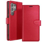 Étui Portefeuille pour Galaxy S24 Ultra avec Support et Languette Magnétique Rouge