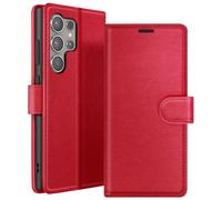 Étui Portefeuille pour Galaxy S24 Ultra avec Support et Languette Magnétique Zanaé Rouge