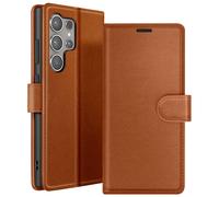 Etui Portefeuille pour Galaxy S24 Ultra avec Support et Languette Magnétique Zanaé Marron