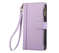 Étui Portefeuille pour Galaxy S25 Edge à Zip avec Dragonne Détachable Lavande