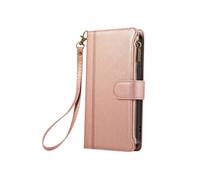 Etui Portefeuille pour Galaxy S25 Edge Zippé avec Dragonne Détachable Rose