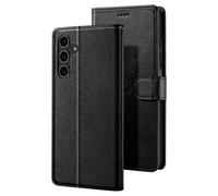 Étui Portefeuille pour Galaxy S25 FE avec Support Vidéo et Porte Cartes Noir