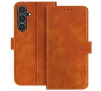 Étui Portefeuille pour Galaxy S25 FE Magnétique Effet Daim Soft-touch Marron